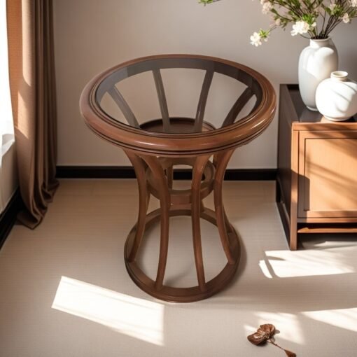 ⁦3-Piece Coffee Table Set – Beech Wood with Glass Top⁩ - الصورة ⁦2⁩