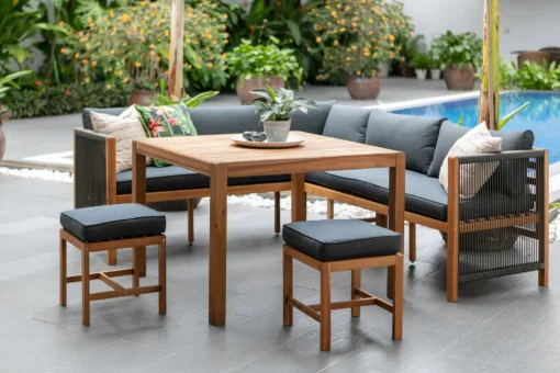 Aspen Solid Acacia Wood Corner Dining Garden Furniture Set - Image 4