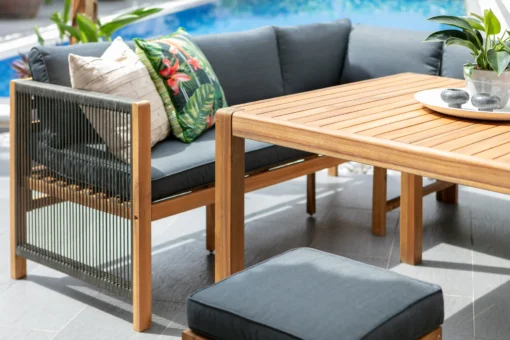 Aspen Solid Acacia Wood Corner Dining Garden Furniture Set - Image 2