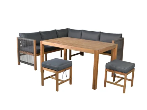 Aspen Solid Acacia Wood Corner Dining Garden Furniture Set - Image 3